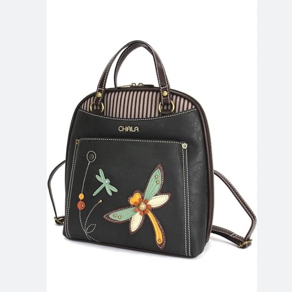 NWOT Chala Black Backpack with Dragonfly Design - Picture 1 of 8